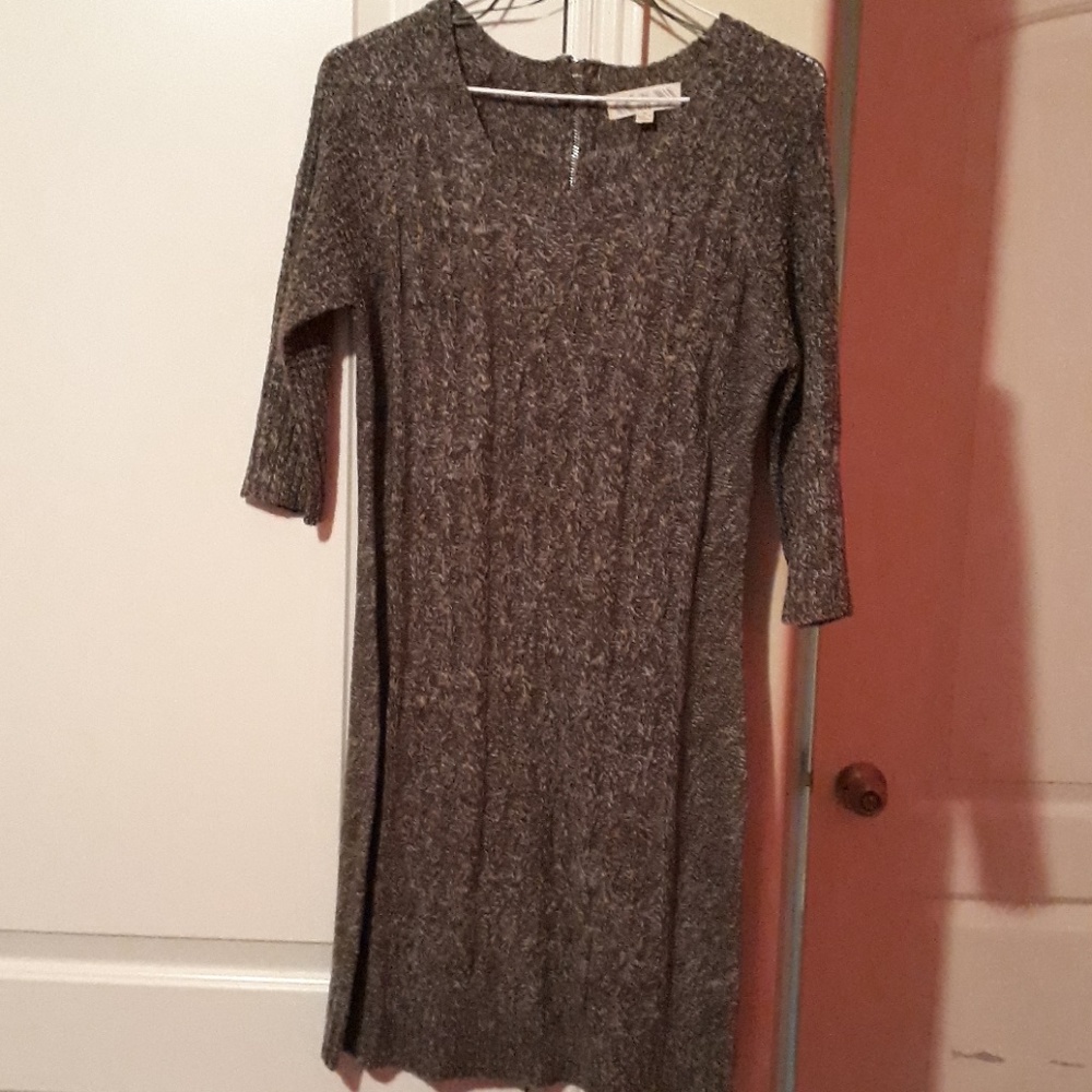 Green and which knitted dress